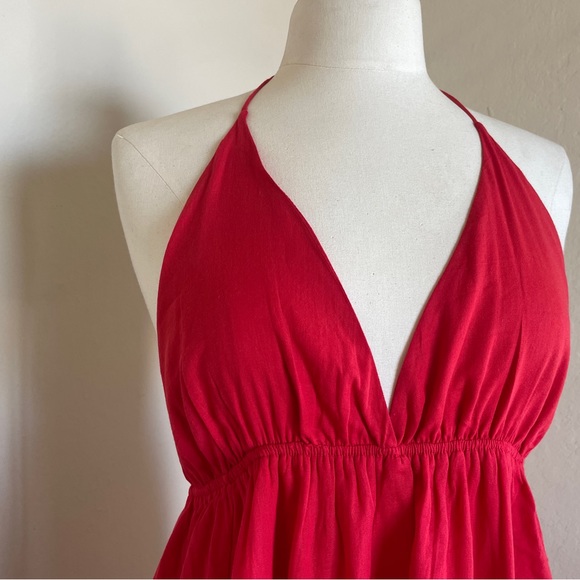 Loup Charmont 🍒☀️ Red Flowy Organic Cotton Backless
Miami Midi Dress in Medium - Picture 3 of 9